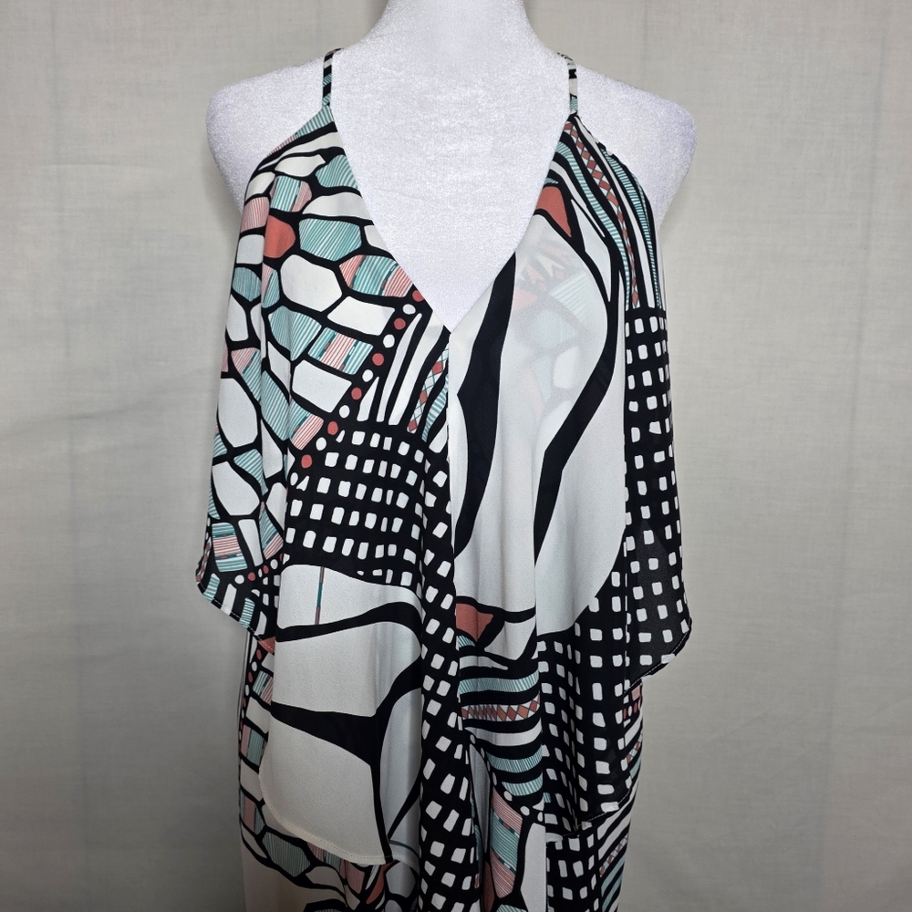 Olivaceous Angel Wing Geometric Dress Size Large - Picture 5 of 10